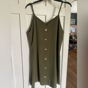 Olive green spaghetti strap dress, size L, never worn